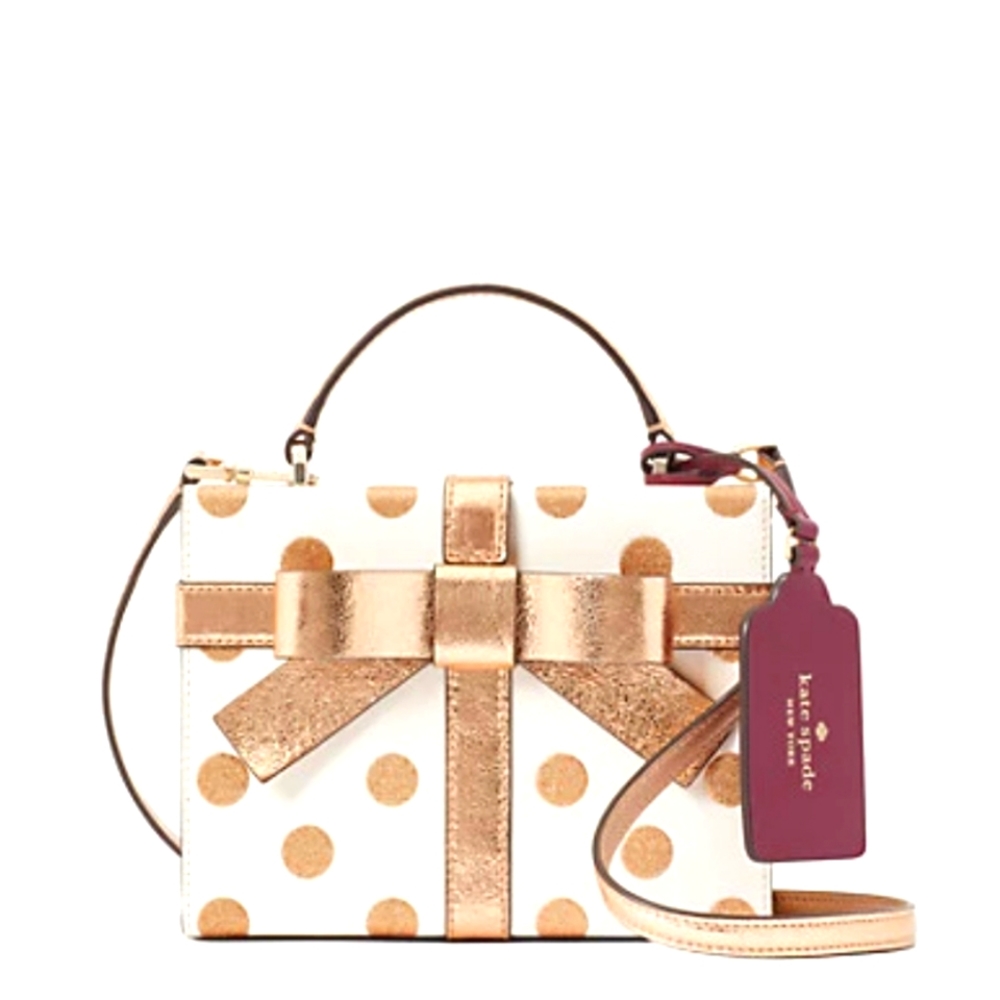 NWT Kate Spade White and Gold Polka Dot Crossbody Bag